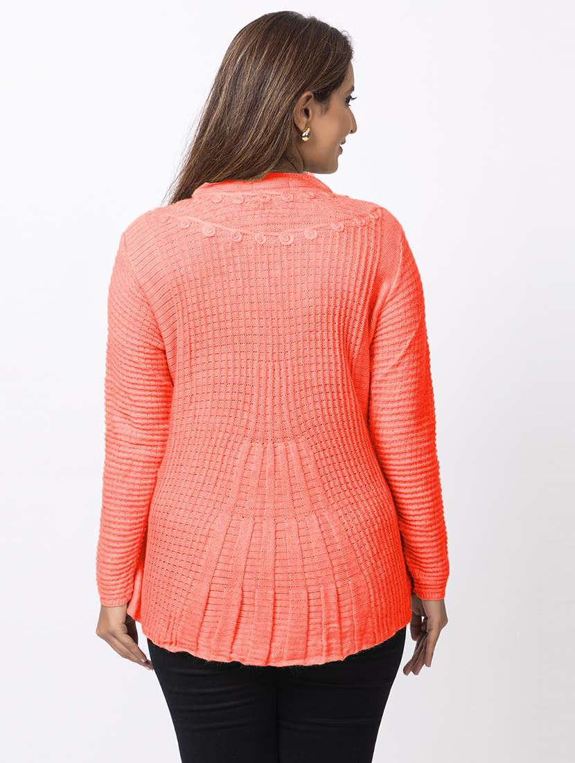 women self designed long sleeves cardigan - 21673402 - Standard Image - 3