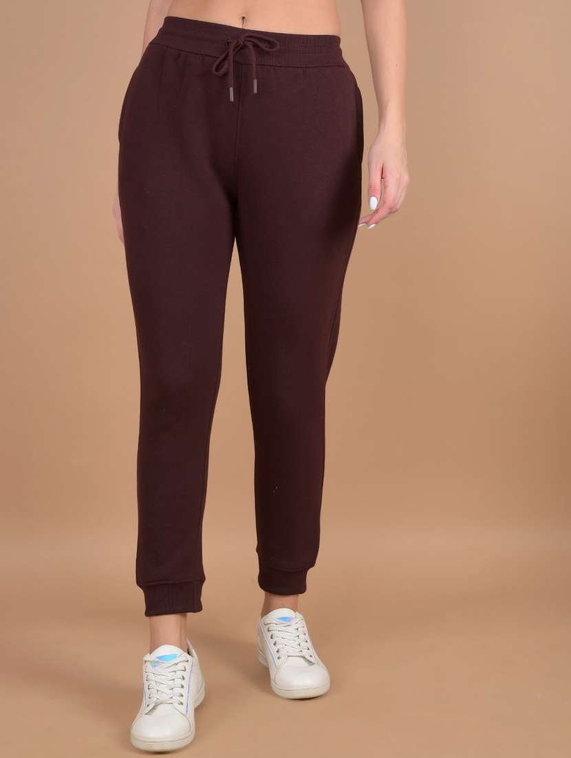 women solid mid rise jogger