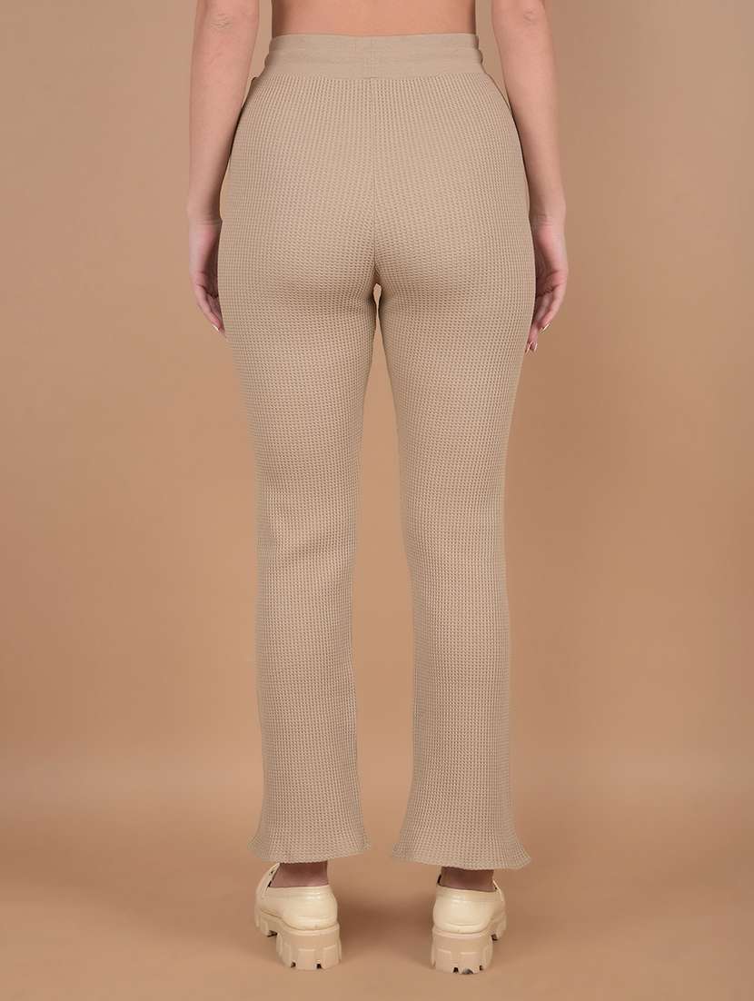 women solid high rise track pant - 21673417 -  Standard Image - 3