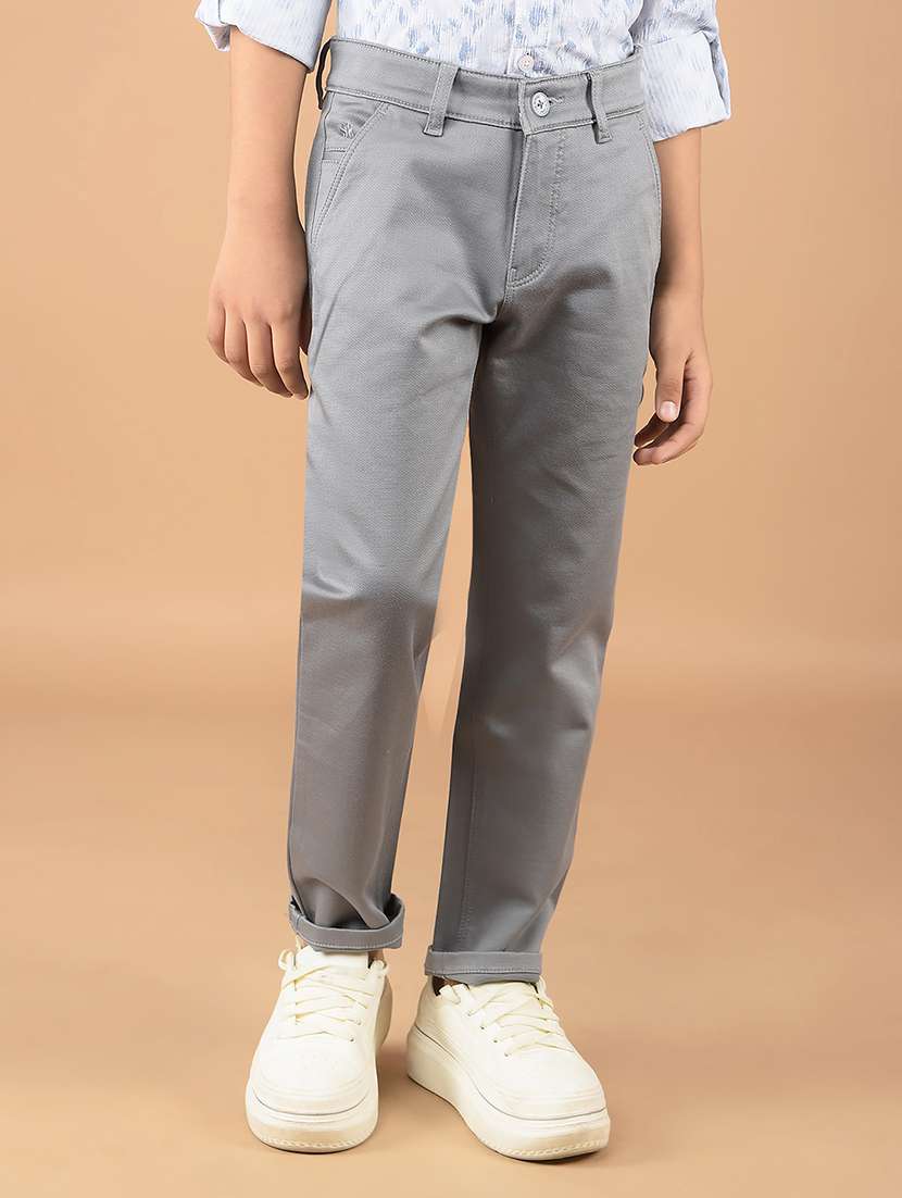 boys solid ankle length chinos trouser