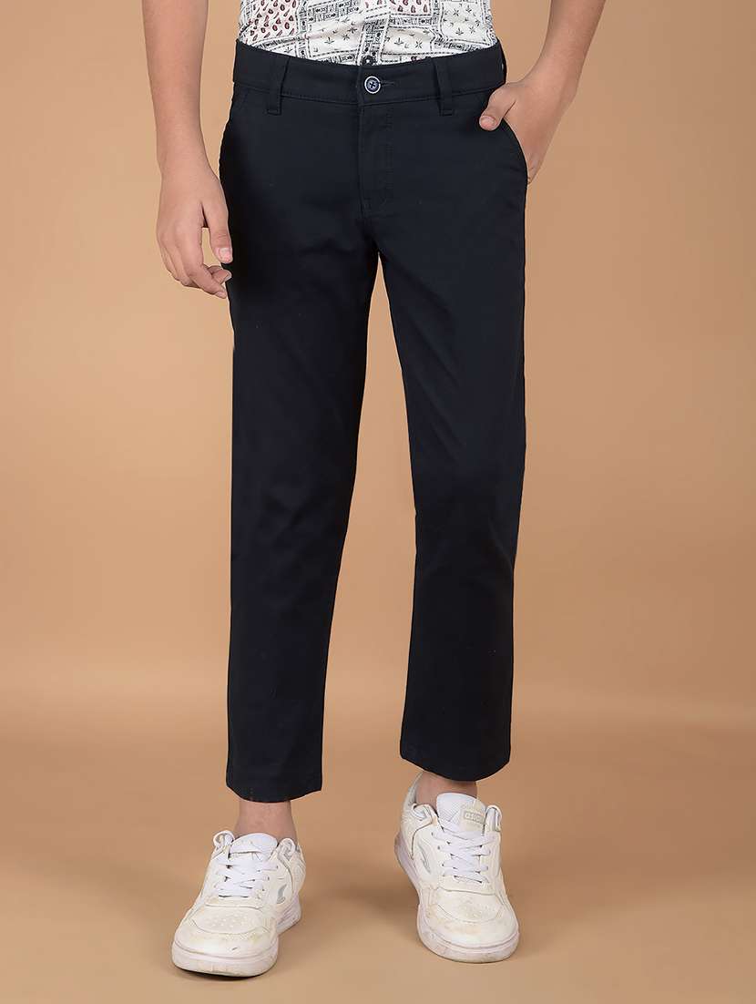 boys solid ankle length chinos trouser