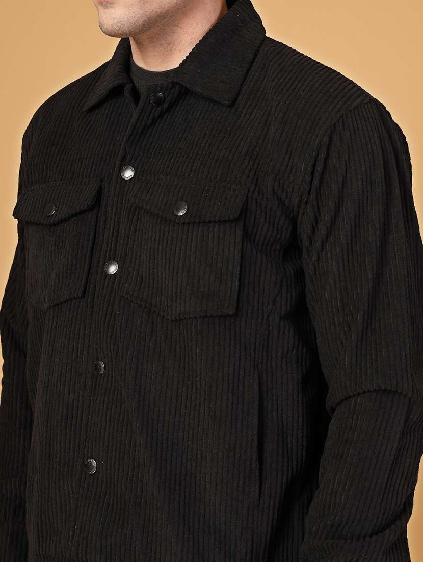 men solid collared long sleeves casual jacket - 21673675 -  Standard Image - 5