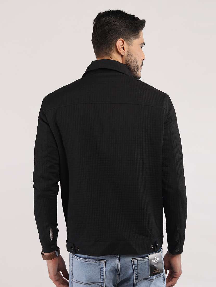 men solid collared long sleeves casual jacket - 21673688 - Standard Image - 3