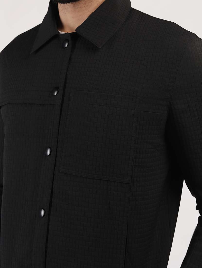 men solid collared long sleeves casual jacket - 21673688 - Standard Image - 5