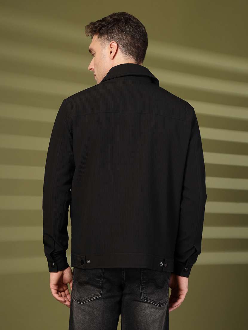 men solid collared long sleeves casual jacket - 21673692 -  Standard Image - 3