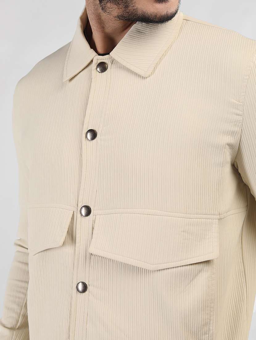 men solid collared long sleeves casual jacket - 21673695 -  Standard Image - 5