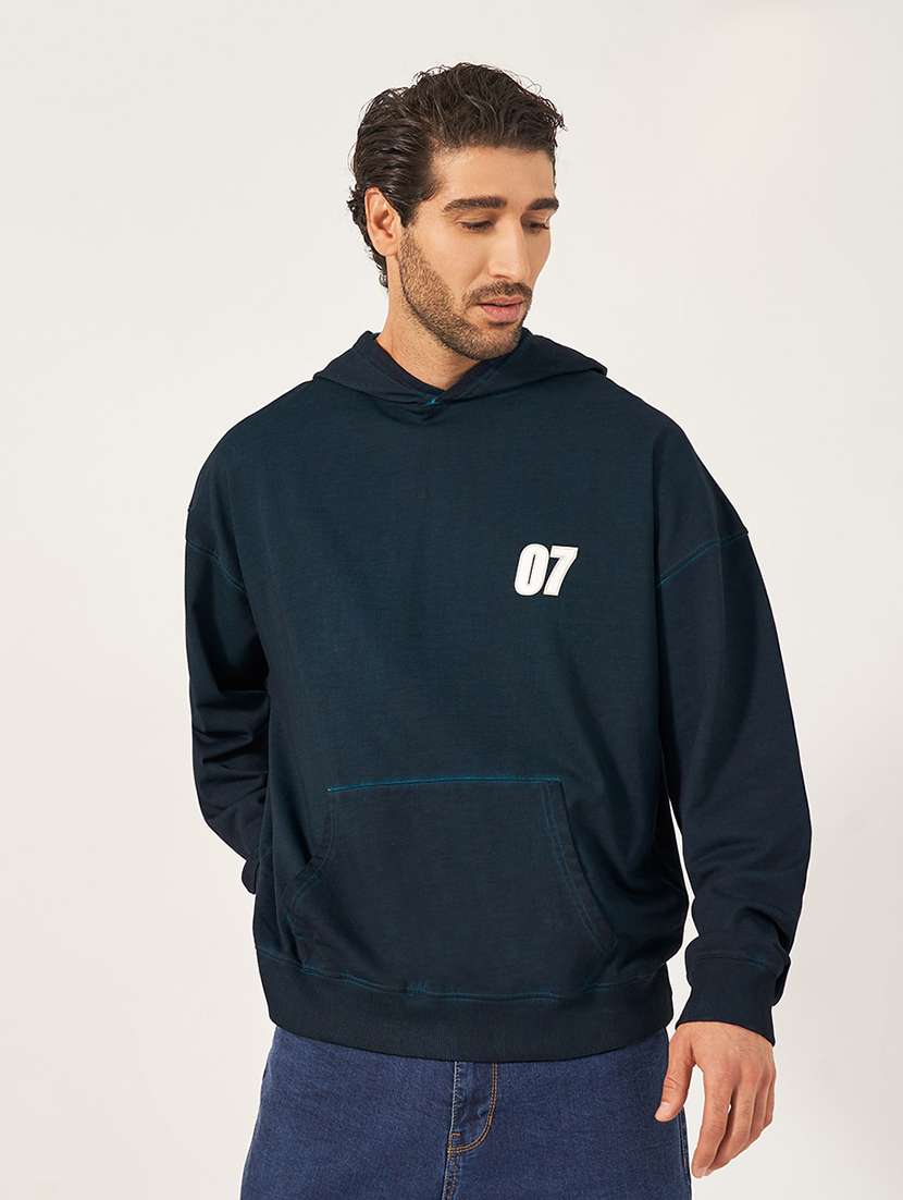 men long sleeve placement print sweatshirt