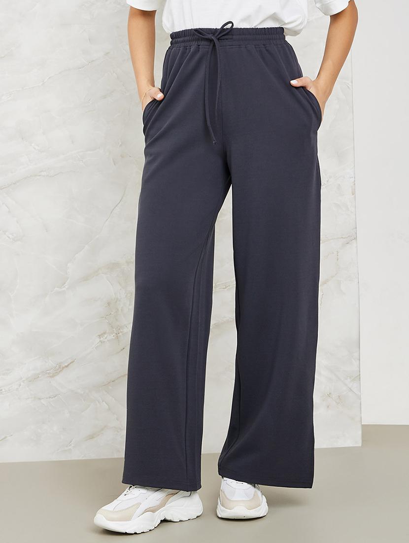 women solid high rise wide leg trouser - 21673731 - Zoom Image - 0