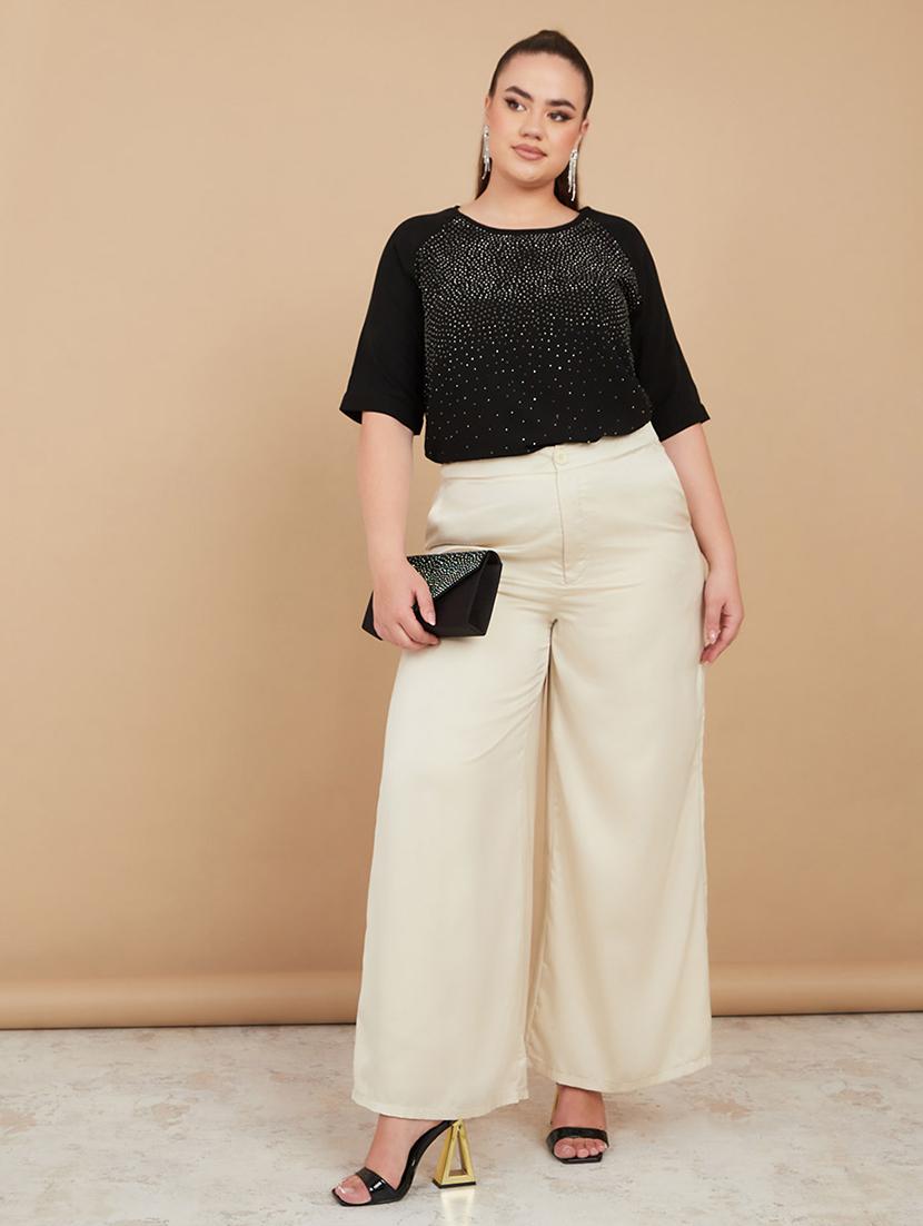 women plus size embellished elbow sleeves top - 21673735 - Standard Image - 3
