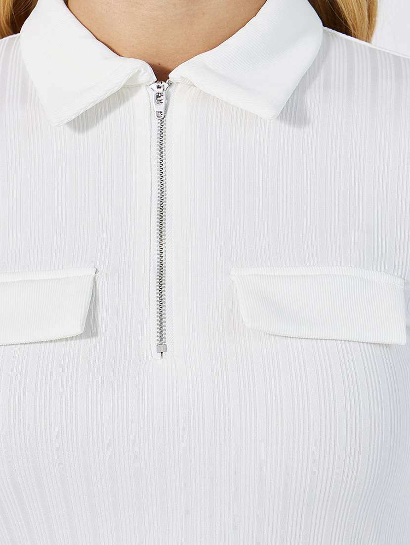 women solid collared long sleeves top - 21673738 - Standard Image - 3