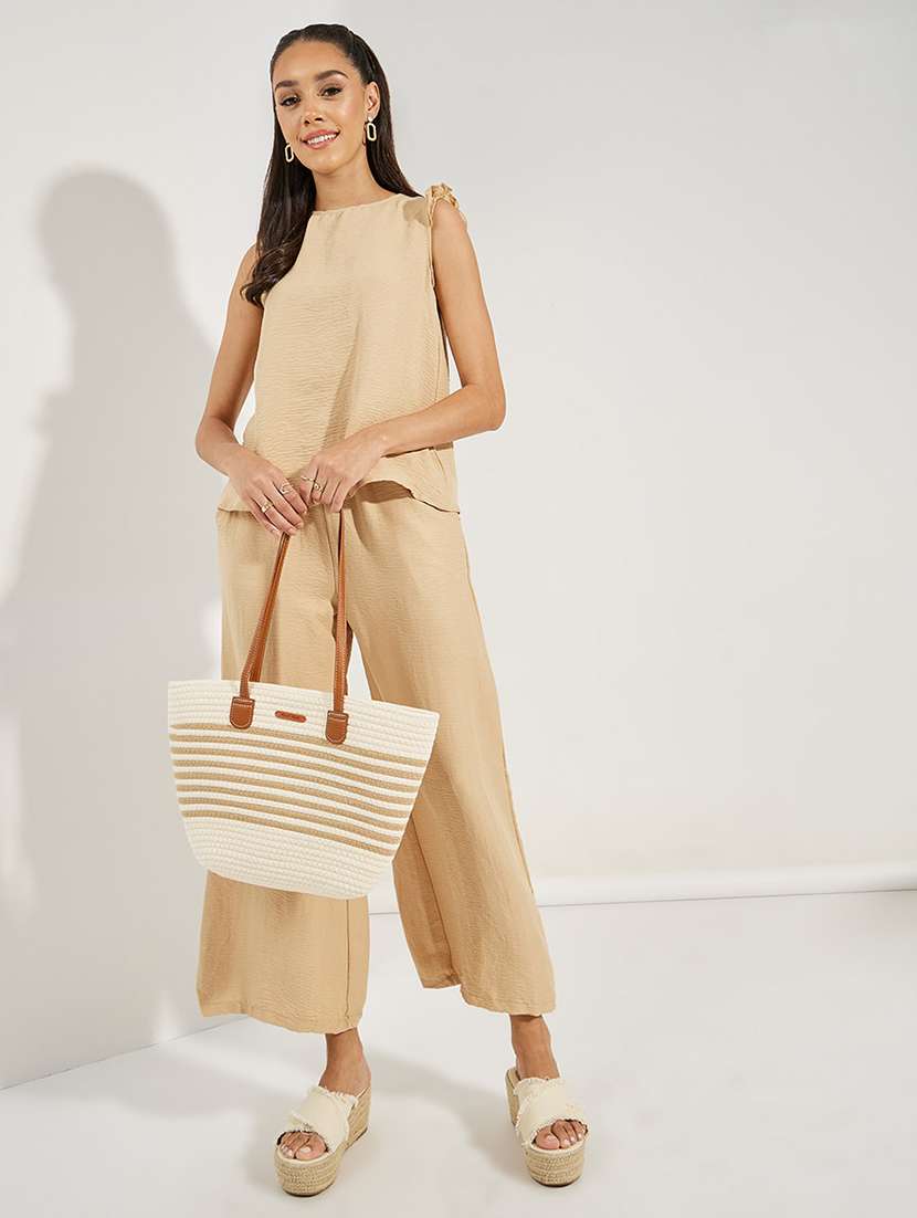 women solid top and trouser co-ord set