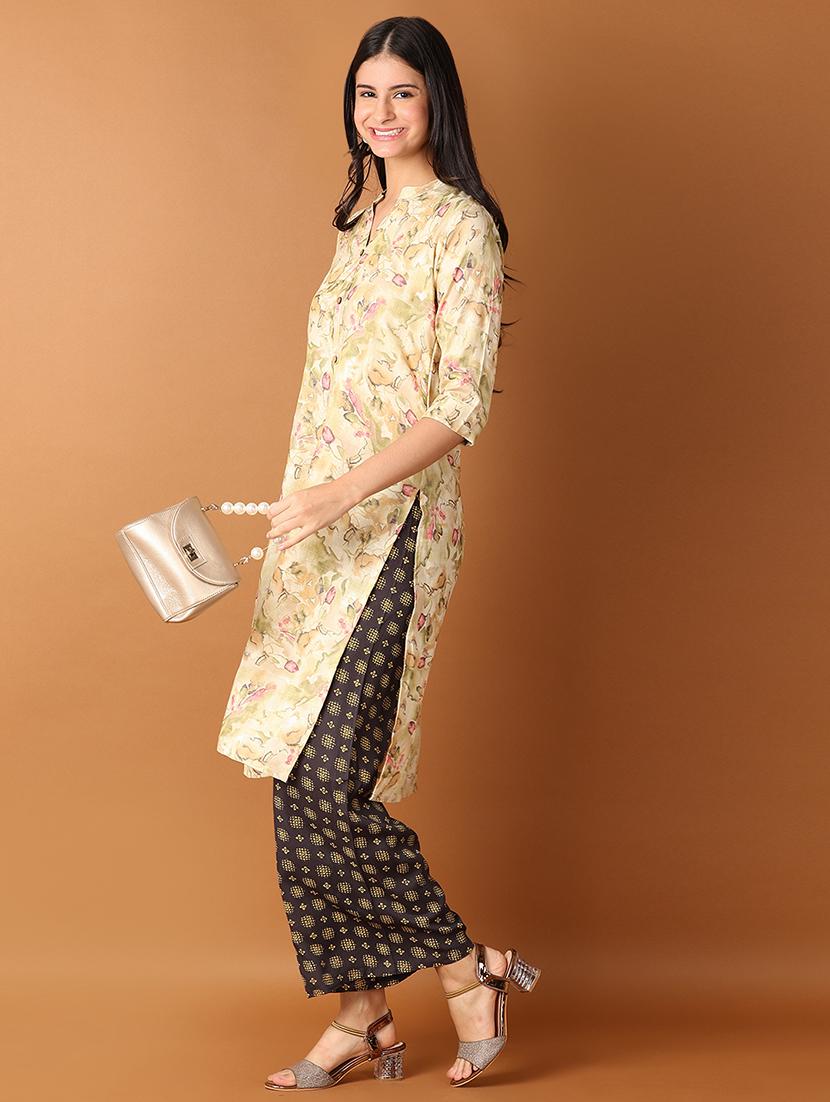 women printed three quarter sleeve straight kurta - 21673916 - Standard Image - 3