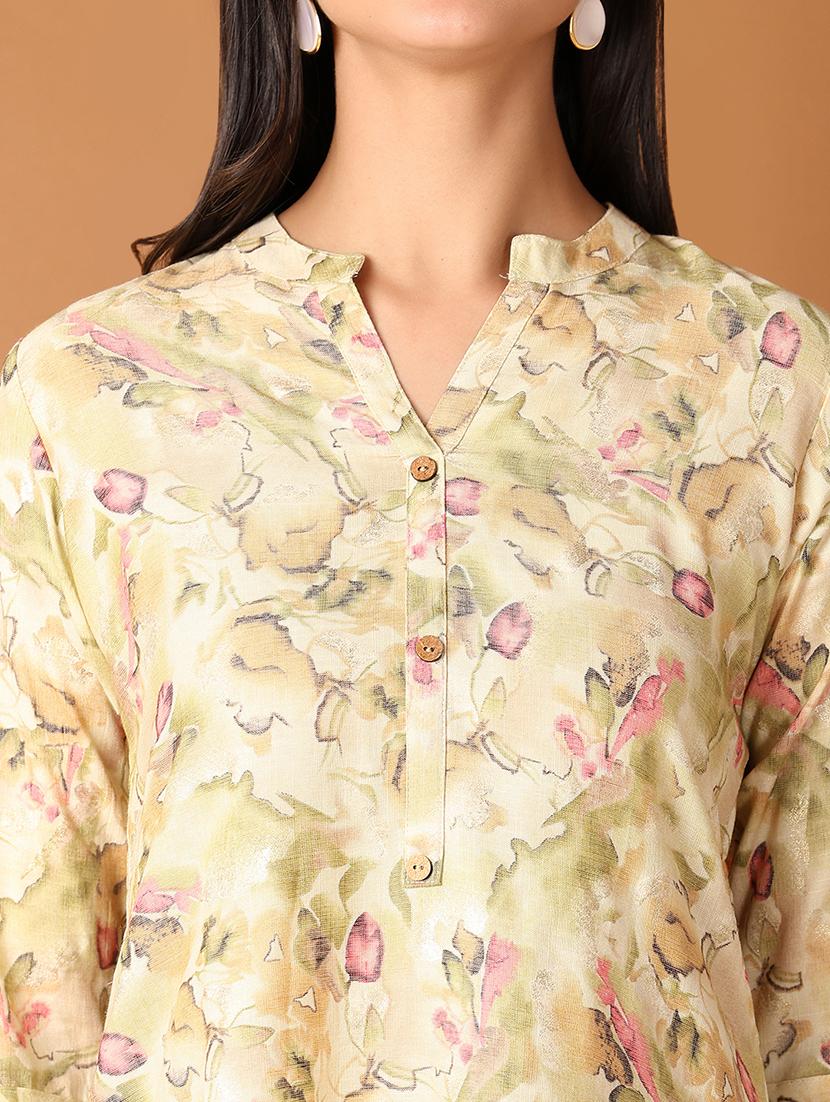women printed three quarter sleeve straight kurta - 21673916 - Standard Image - 5