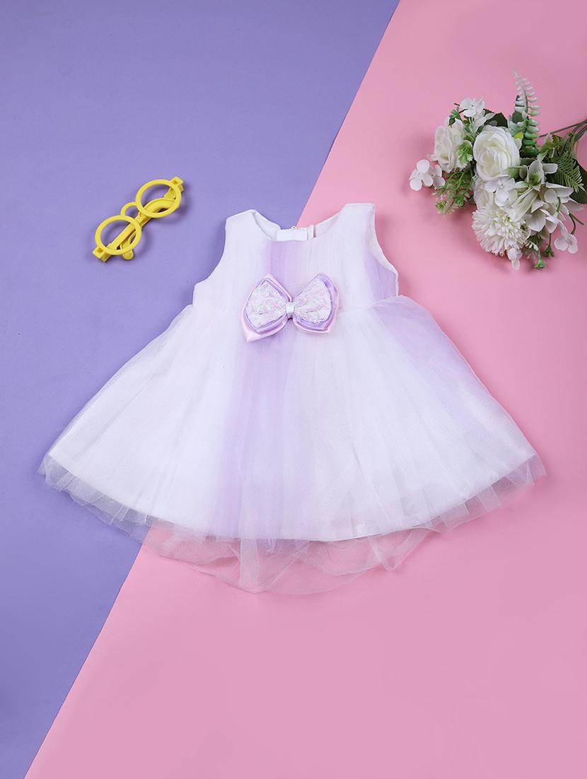 girls white solid round neck frock - 21673932 -  Zoom Image - 0