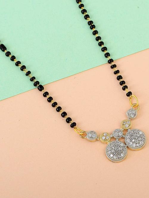 gold plated stone studded traditional mangalsutra for women - 21674013 -  Standard Image - 0
