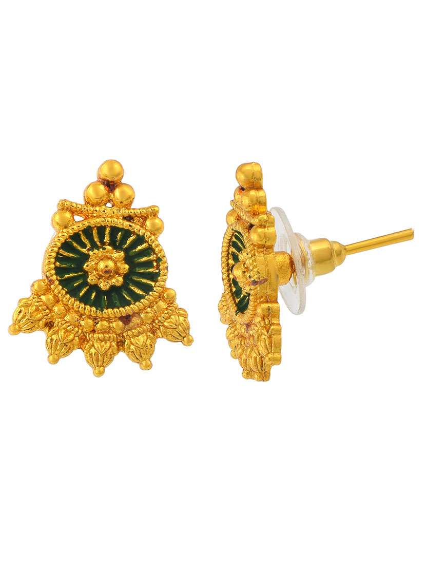 gold plated traditional mangalsutra with earing set for women - 21674014 -  Standard Image - 3