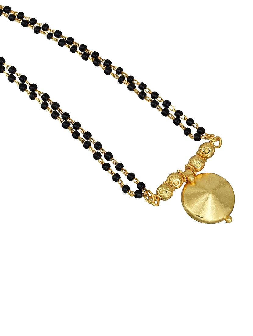 elegant black beaded mangalsutra with gold pendant - 21674019 - Standard Image - 3