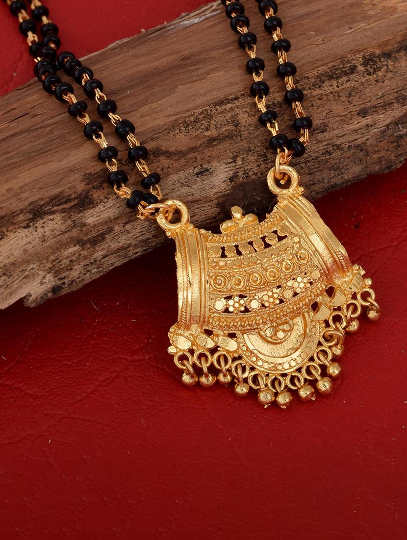 elegant black beaded mangalsutra with gold pendant - 21674021 - Zoom Image - 0
