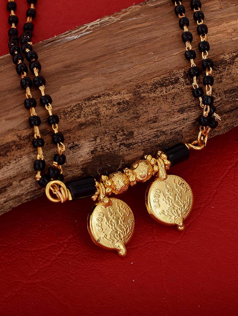 elegant black beaded mangalsutra with gold pendant - 21674026 - Zoom Image - 0