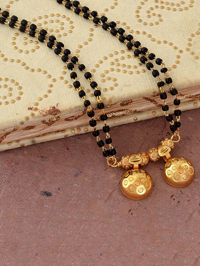 elegant black beaded mangalsutra with gold pendant - 21674027 - Zoom Image - 0