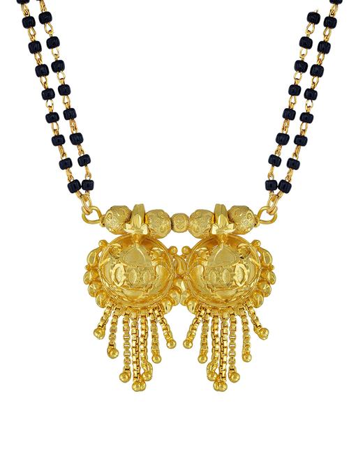 elegant black beaded mangalsutra with gold pendant - 21674029 -  Standard Image - 0