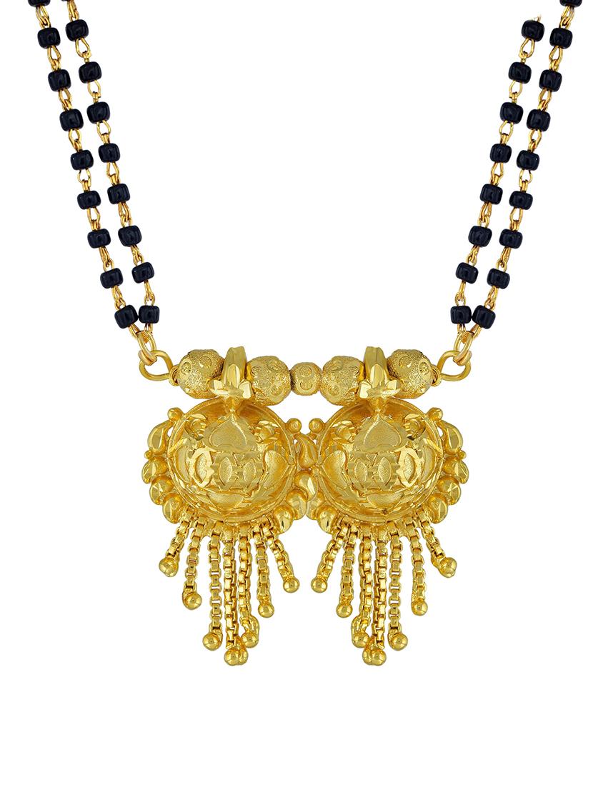 elegant black beaded mangalsutra with gold pendant - 21674029 -  Zoom Image - 0