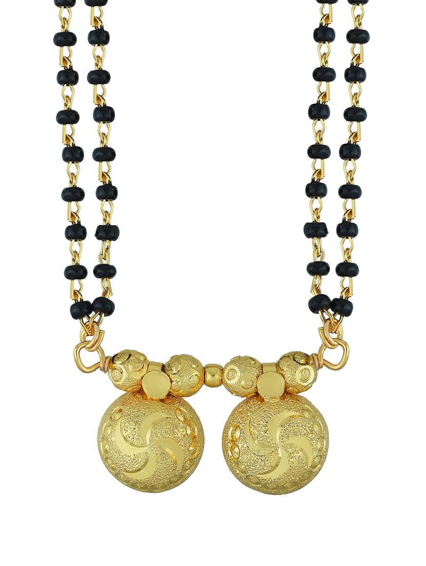 elegant black beaded mangalsutra with gold pendant - 21674030 - Zoom Image - 0