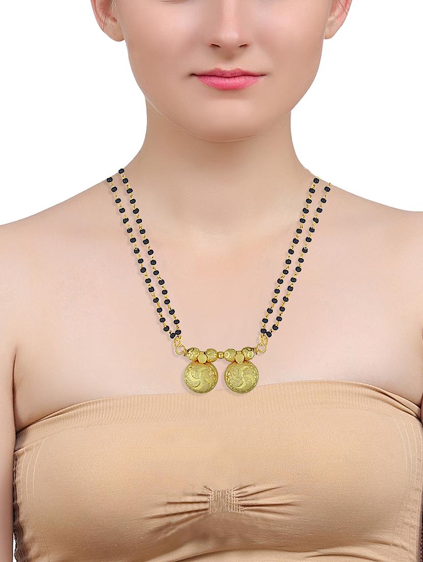 elegant black beaded mangalsutra with gold pendant - 21674030 - Standard Image - 3