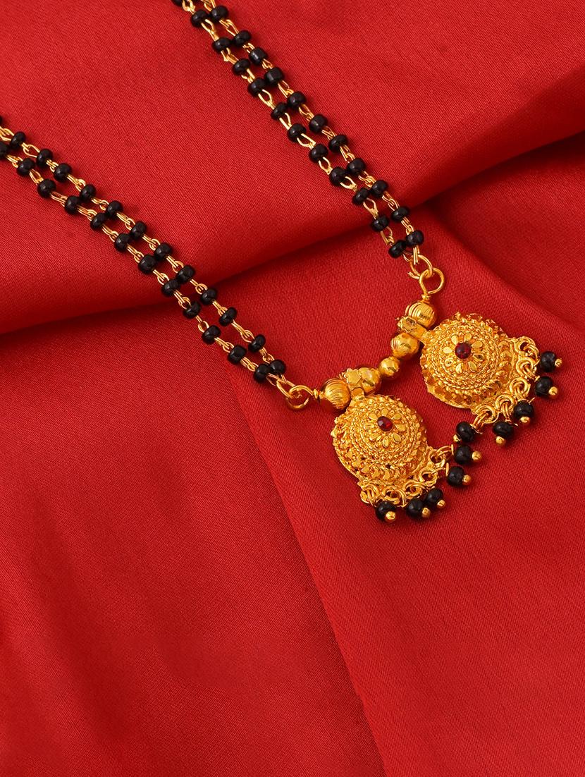 elegant black beaded mangalsutra with gold pendant - 21674031 -  Zoom Image - 0