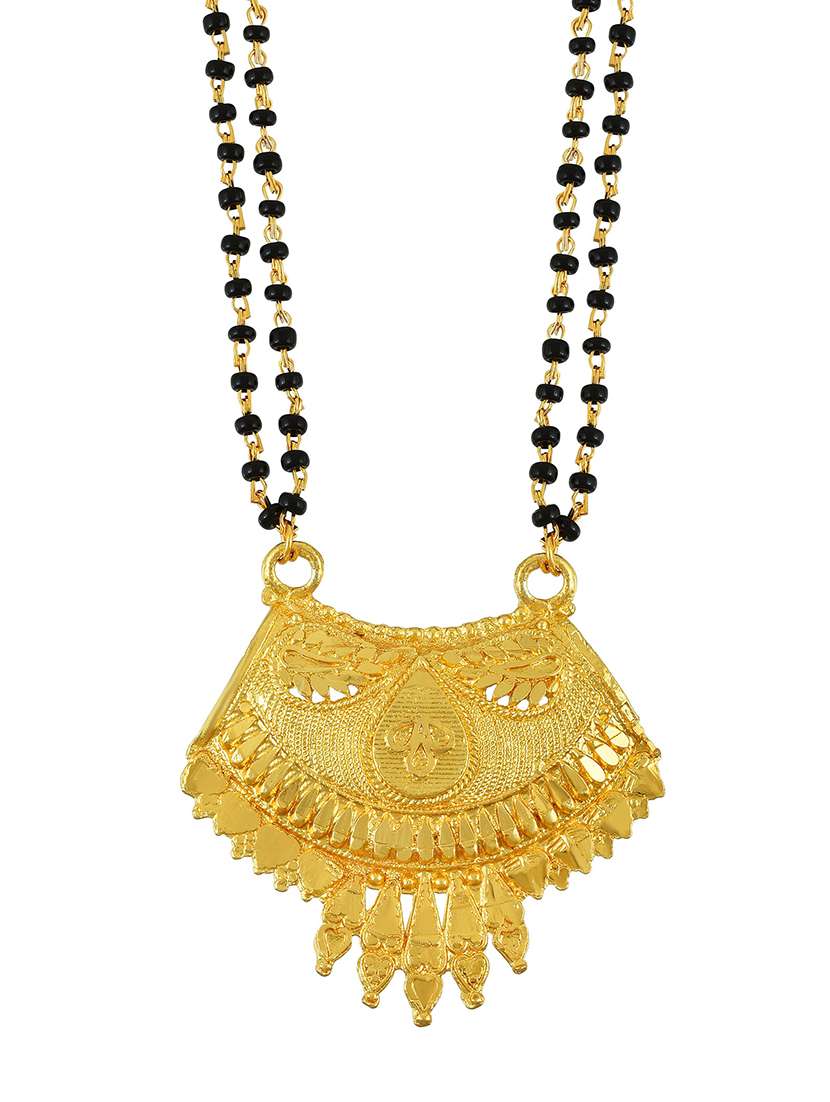 elegant black beaded mangalsutra with gold pendant - 21674034 -  Standard Image - 3