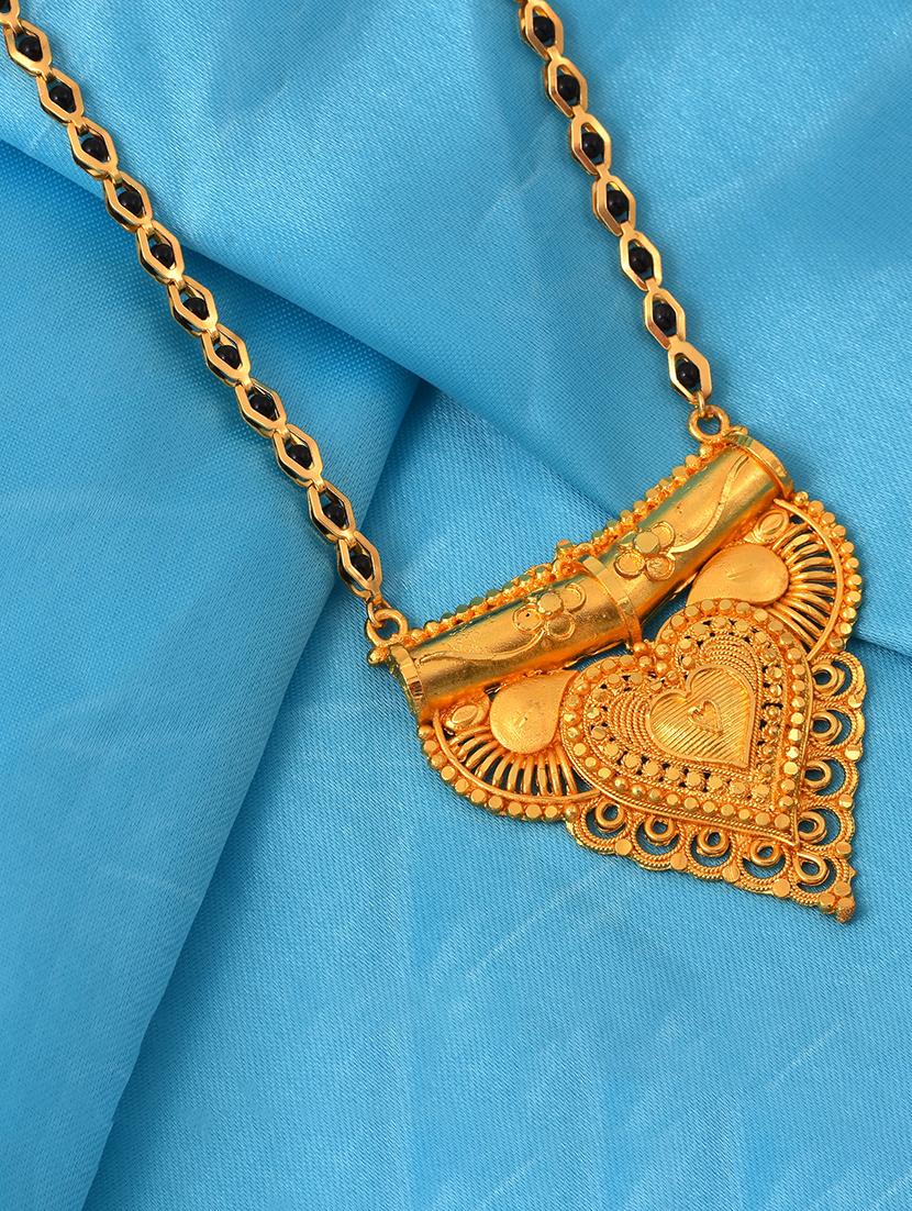 elegant black beaded mangalsutra with gold pendant - 21674040 - Zoom Image - 0
