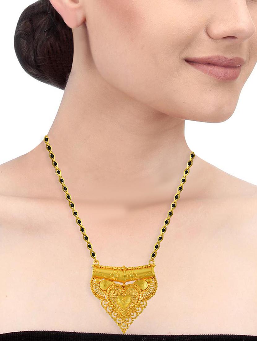elegant black beaded mangalsutra with gold pendant - 21674040 - Standard Image - 3