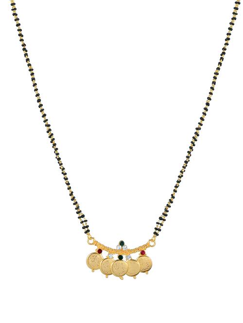 elegant black beaded mangalsutra with gold pendant - 21674045 -  Standard Image - 0