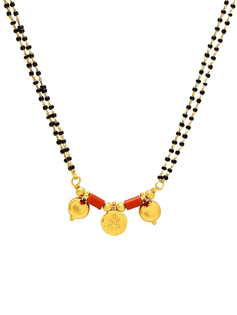 elegant black beaded mangalsutra with gold pendant - 21674046 - Zoom Image - 0