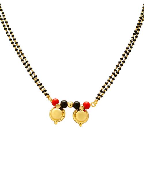 elegant black beaded mangalsutra with gold pendant - 21674071 -  Standard Image - 0