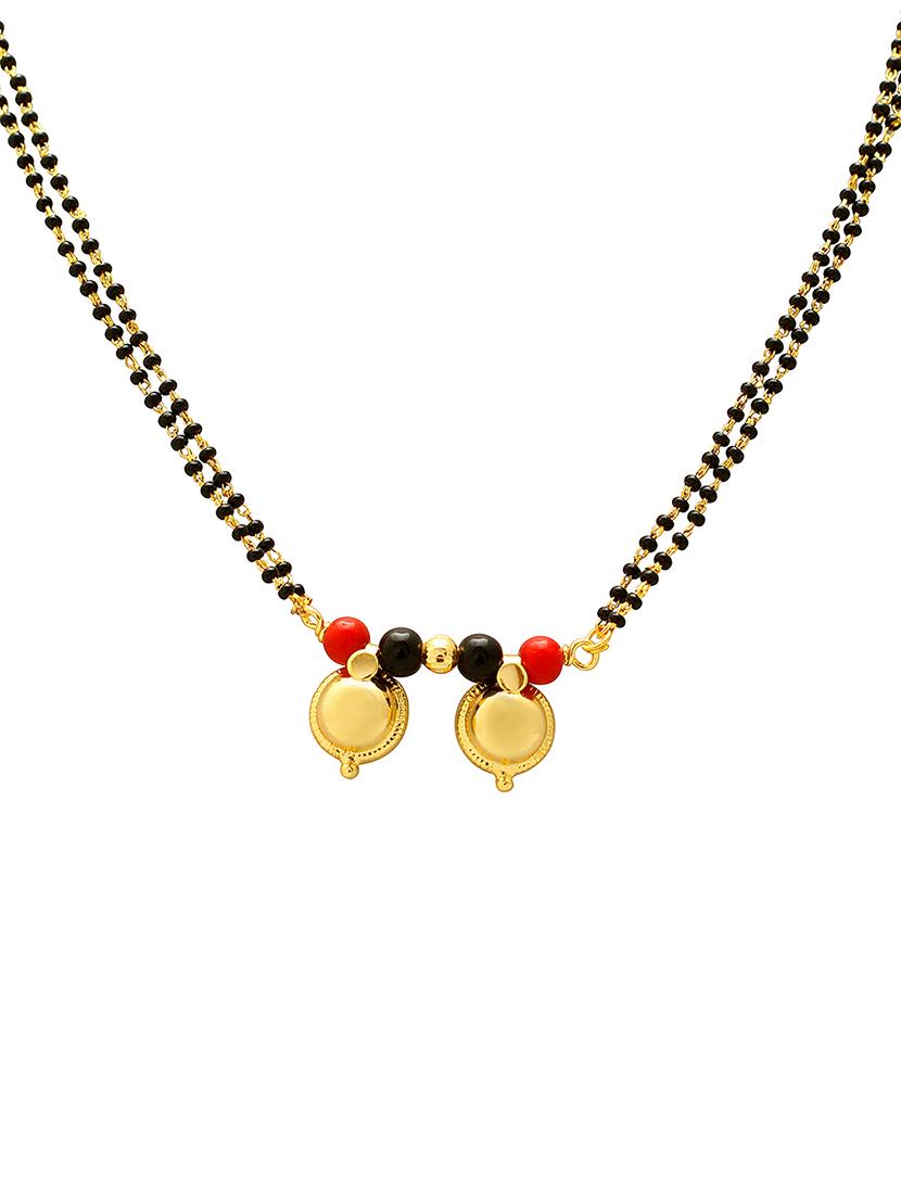 elegant black beaded mangalsutra with gold pendant - 21674071 -  Zoom Image - 0