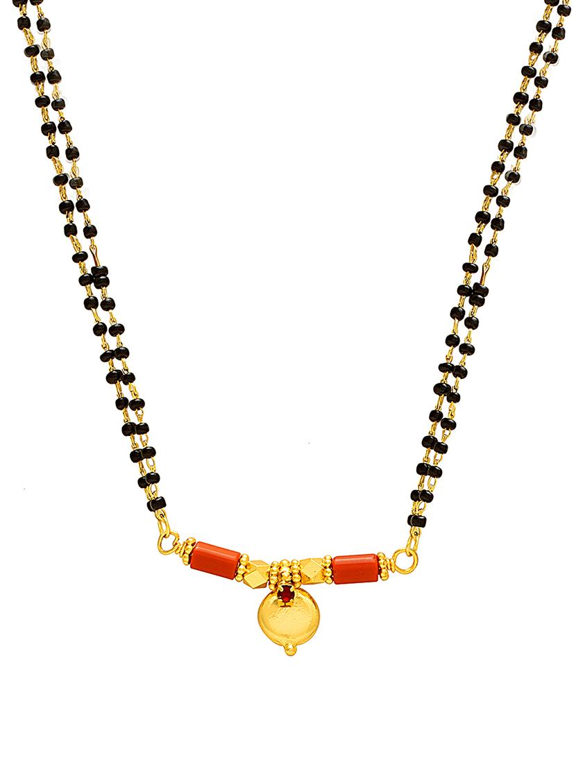 elegant black beaded mangalsutra with gold pendant - 21674075 - Zoom Image - 0