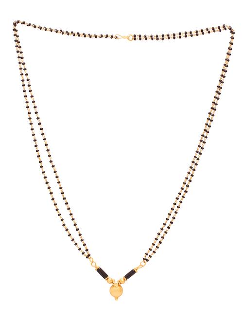 elegant black beaded mangalsutra with gold pendant - 21674076 -  Standard Image - 0