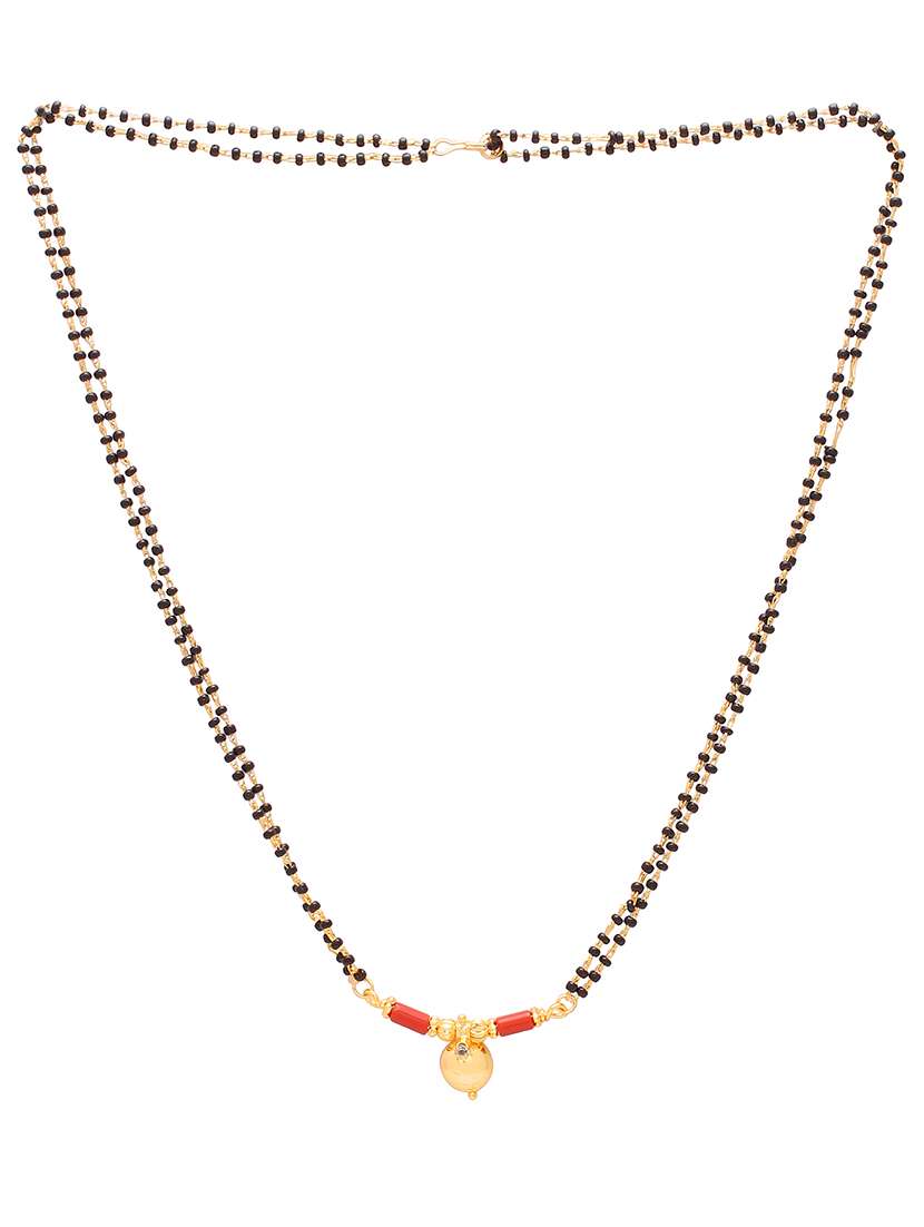 elegant black beaded mangalsutra with gold pendant