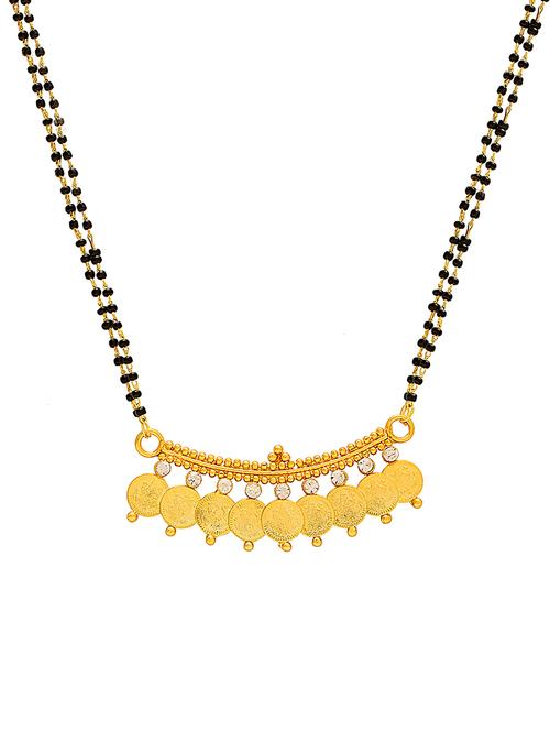 elegant black beaded mangalsutra with gold pendant - 21674309 - Standard Image - 0