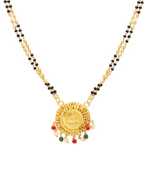 elegant black beaded mangalsutra with gold pendant - 21674310 -  Standard Image - 0
