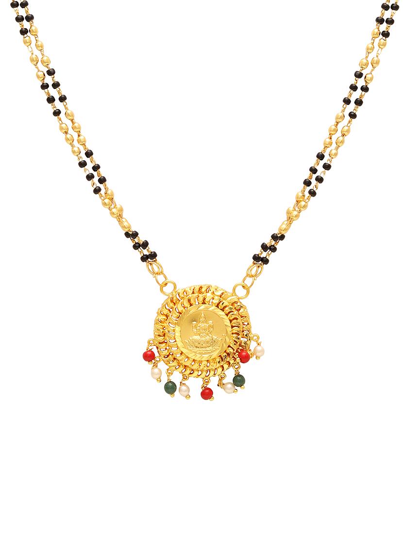 elegant black beaded mangalsutra with gold pendant - 21674310 -  Zoom Image - 0