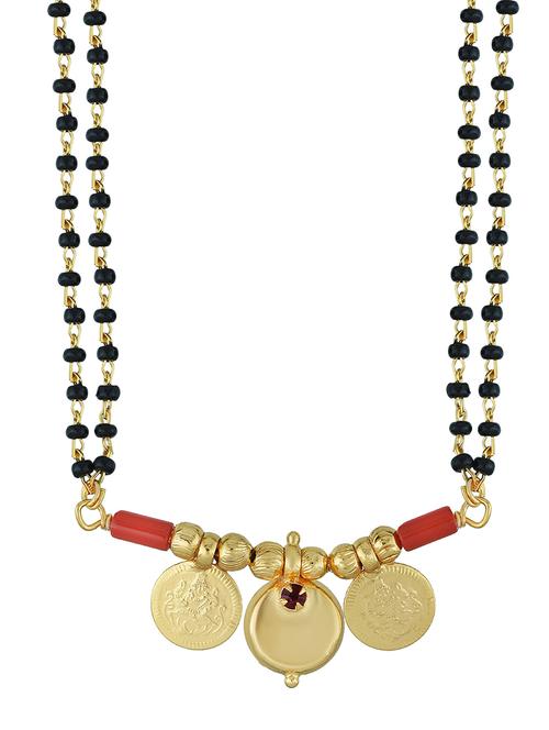 elegant black beaded mangalsutra with gold pendant - 21674315 -  Standard Image - 0