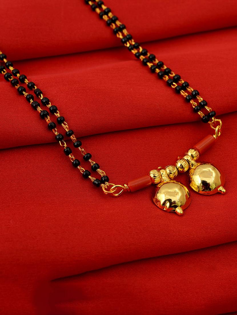 elegant black beaded mangalsutra with gold pendant - 21674320 - Zoom Image - 0