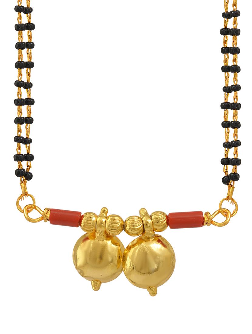 elegant black beaded mangalsutra with gold pendant - 21674320 - Standard Image - 3