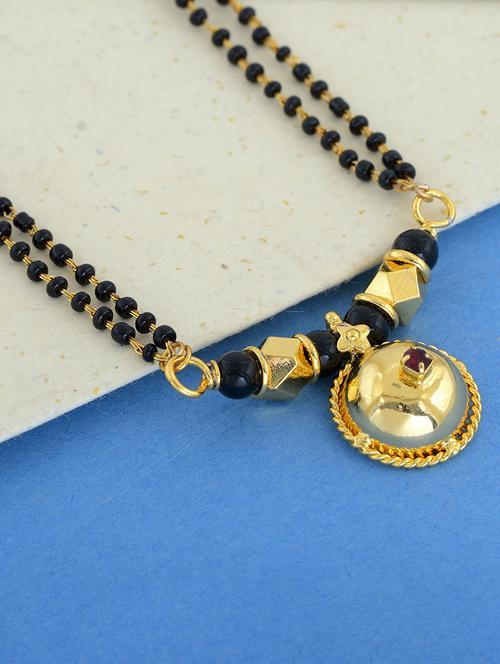 elegant black beaded mangalsutra with gold pendant - 21674322 - Standard Image - 0