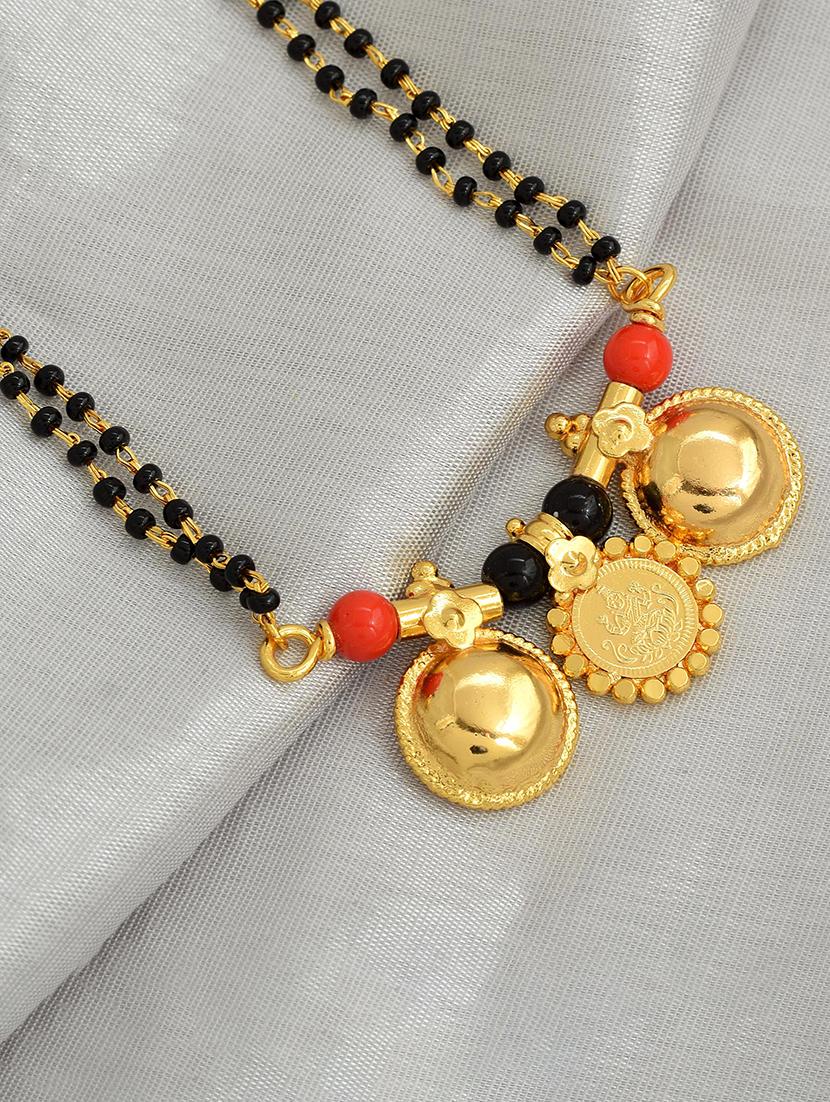 elegant black beaded mangalsutra with gold pendant - 21674325 - Zoom Image - 0