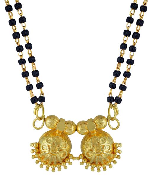 elegant black beaded mangalsutra with gold pendant - 21674498 - Standard Image - 0