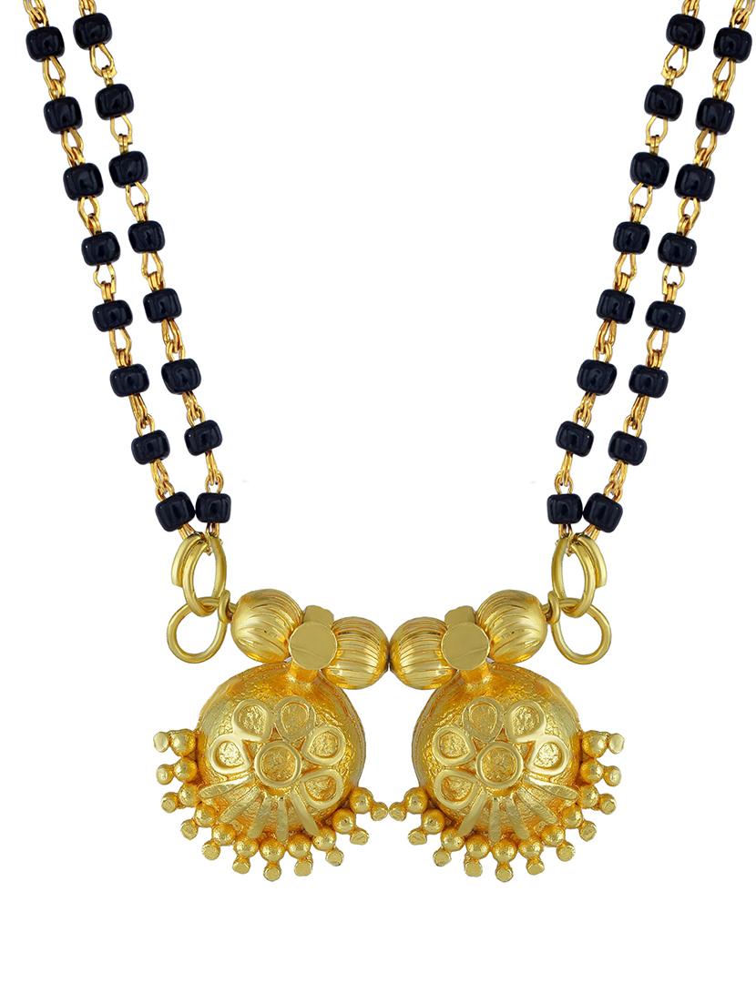 elegant black beaded mangalsutra with gold pendant - 21674498 - Zoom Image - 0