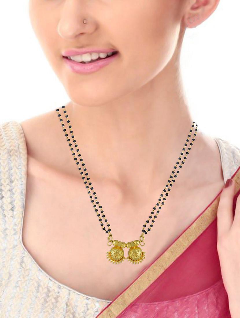 elegant black beaded mangalsutra with gold pendant - 21674498 - Standard Image - 3